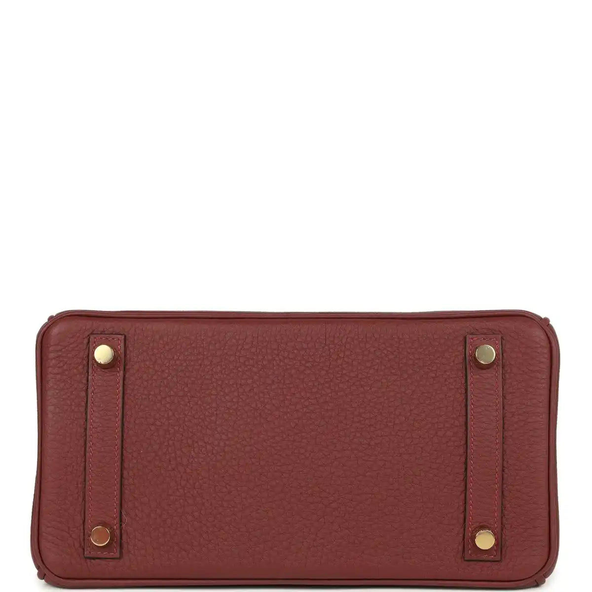 Burgundy leather interior with Hermès stamp and gold hardware detail.