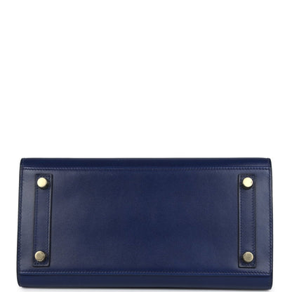 Blue Birkin 25 handbag base with four corner studs and rectangular bottom panel