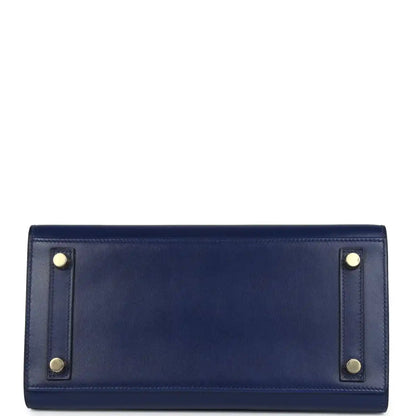 Blue Birkin 25 handbag base with four corner studs and rectangular bottom panel