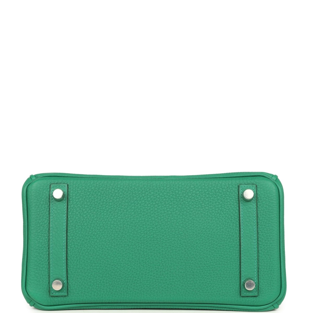 Green Togo leather Birkin 25 handbag base with metal feet and reinforced corner tabs