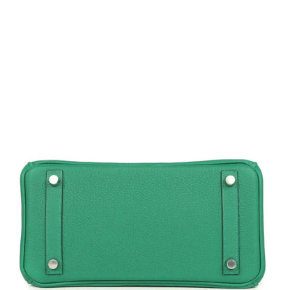 Green Togo leather Birkin 25 handbag base with metal feet and reinforced corner tabs
