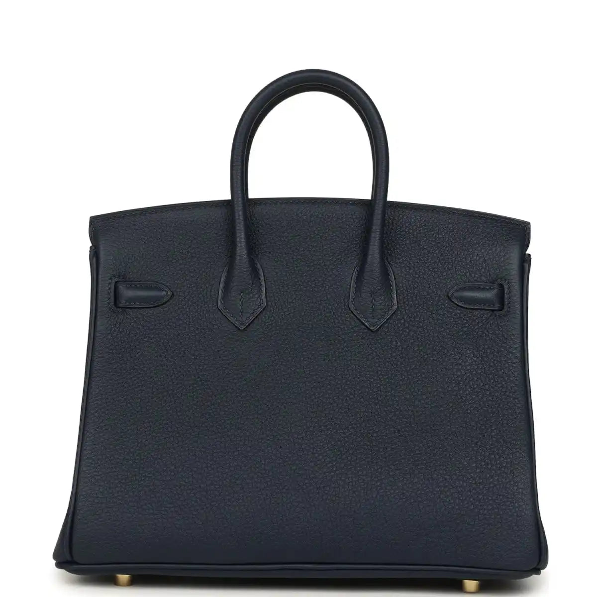 Blue Togo leather Birkin handbag with structured front and two side gussets