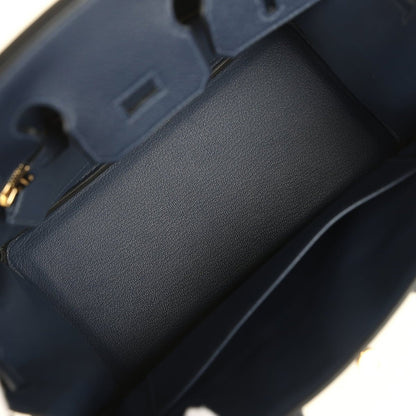 Blue Togo leather interior corner with smooth base and structured inner walls