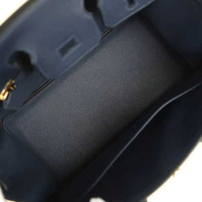 Blue Togo leather interior corner with smooth base and structured inner walls