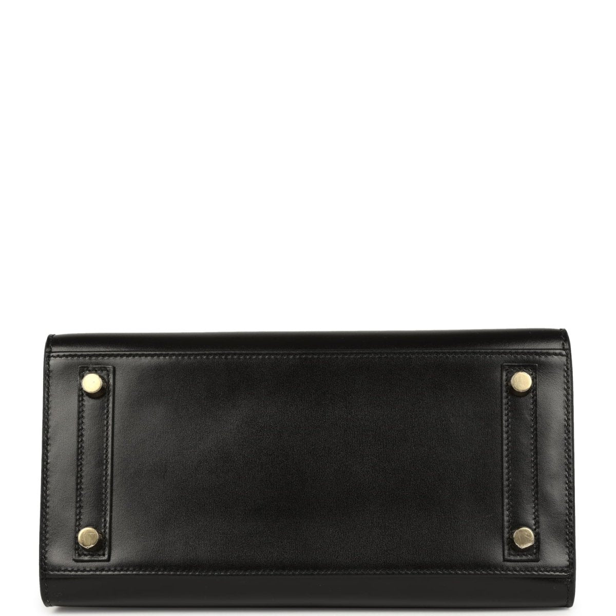 Hermes Birkin handbag, black leather exterior with corner studs and snap button