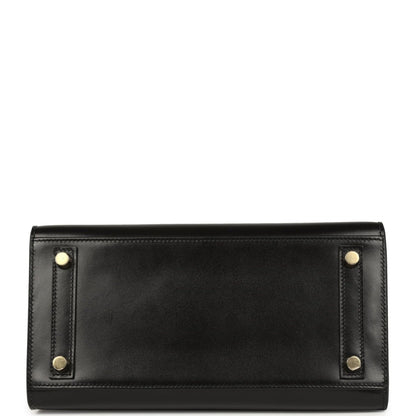 Hermes Birkin handbag, black leather exterior with corner studs and snap button
