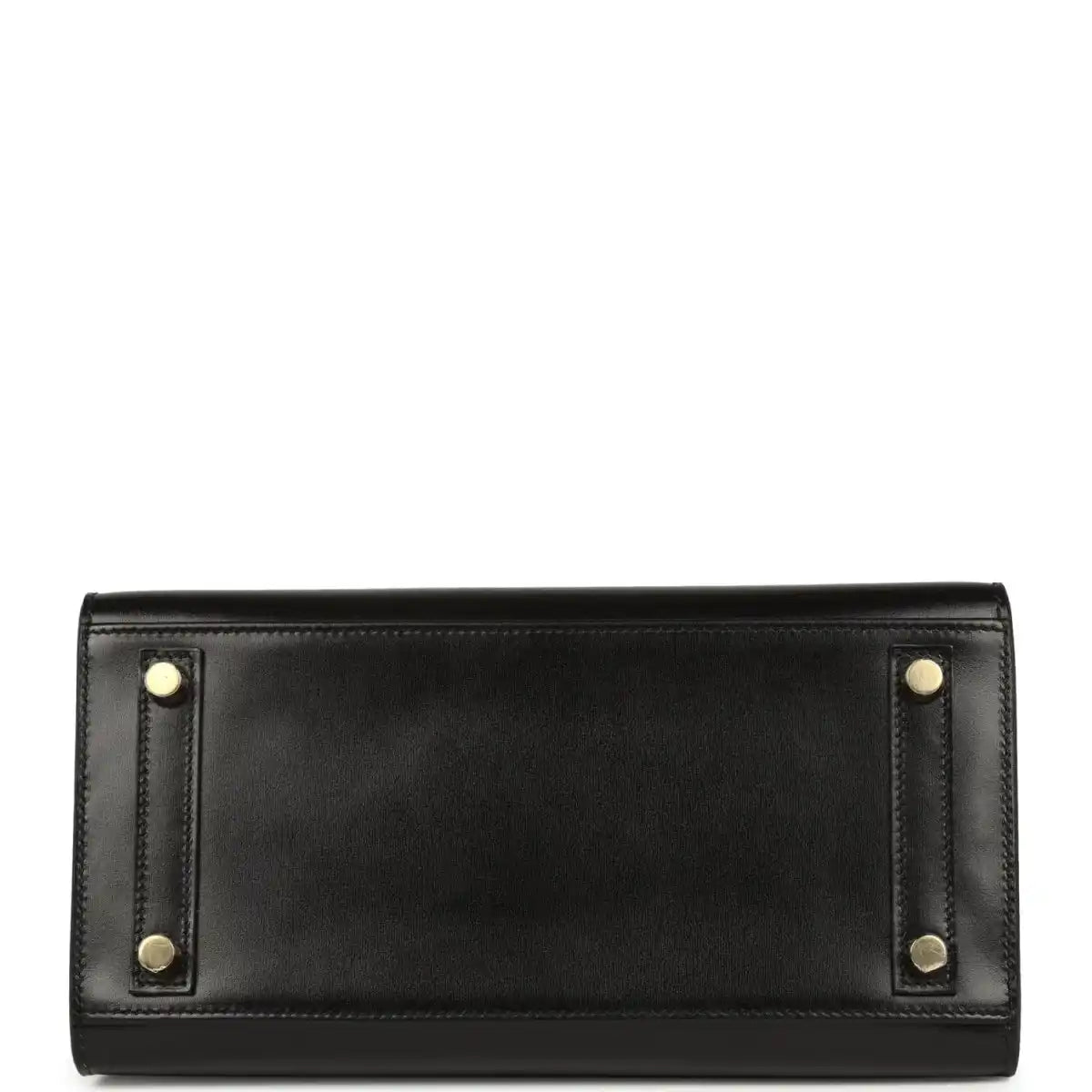 Hermes Birkin handbag, black leather exterior with corner studs and snap button