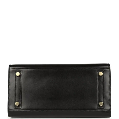 Hermes Birkin handbag, black leather exterior with corner studs and snap button