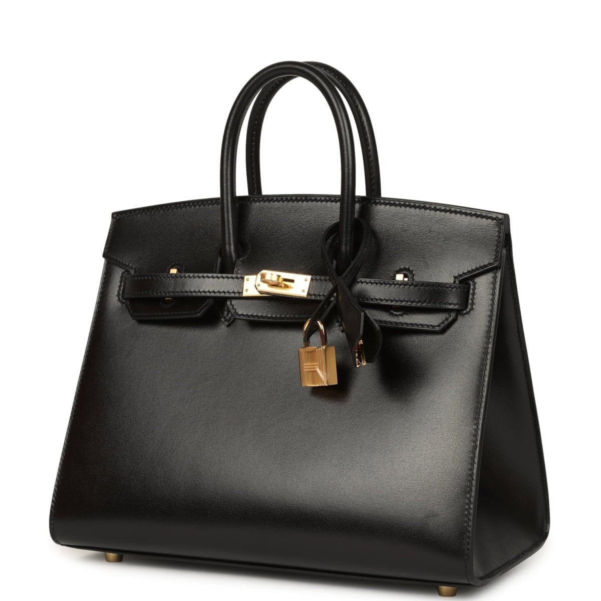 Hermes Birkin handbag, black leather with gold-tone lock hardware and top handles