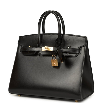 Hermes Birkin handbag, black leather with gold-tone lock hardware and top handles