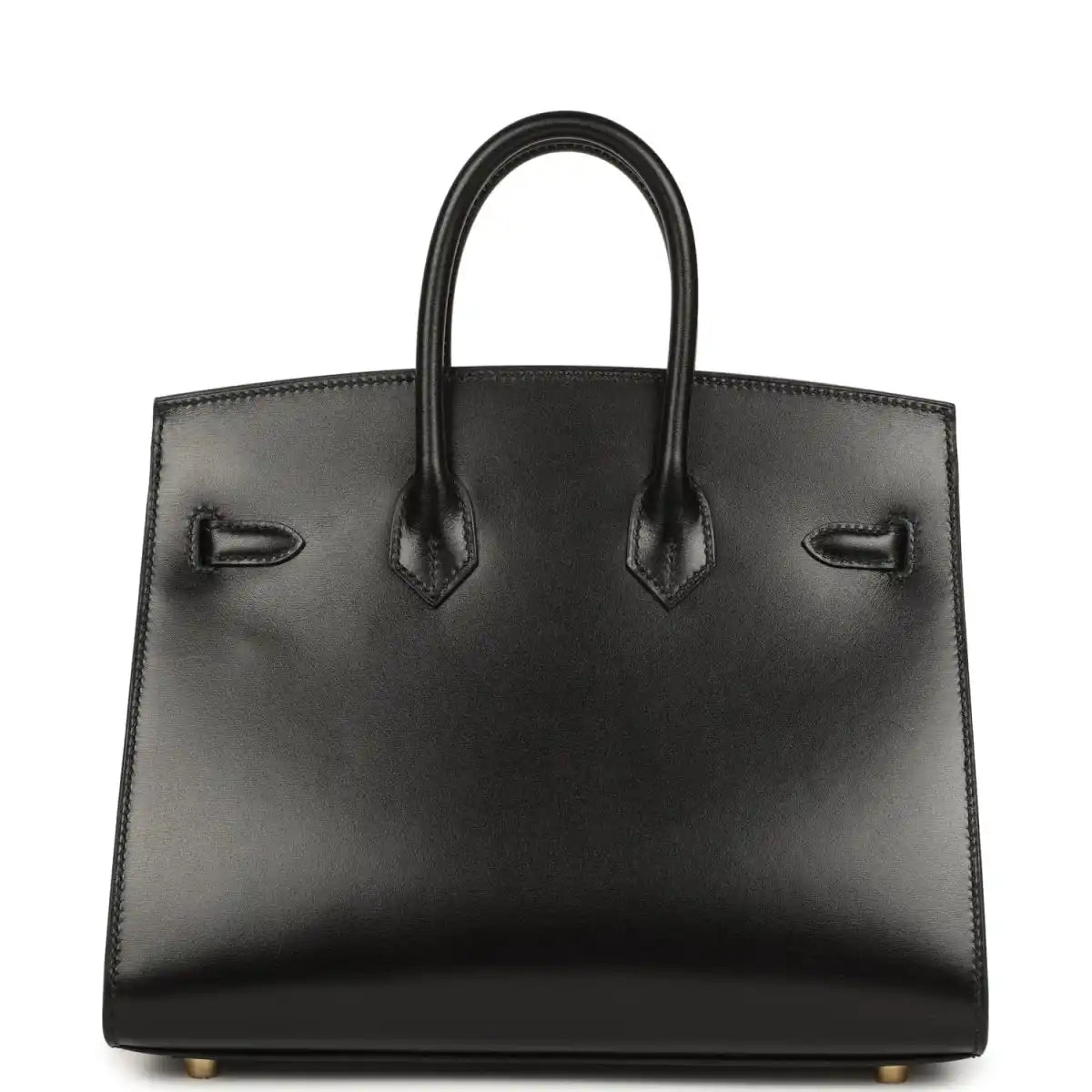 Hermes Birkin handbag, black leather with double handles and front strap details