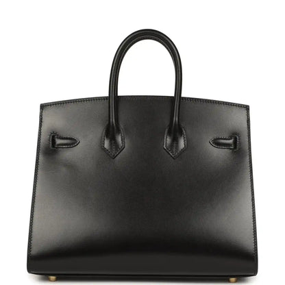 Hermes Birkin handbag, black leather with double handles and front strap details