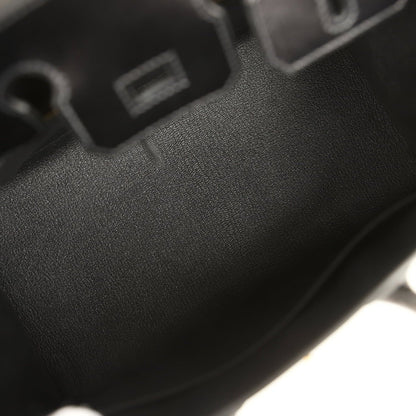 Black Birkin handbag panel with fine-grain leather texture