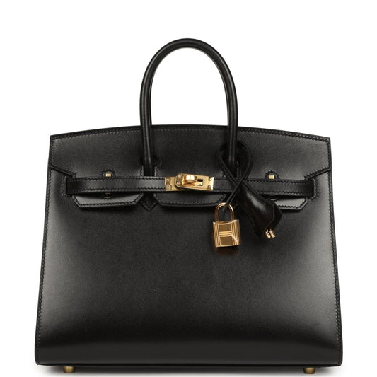 Hermes Birkin handbag, black leather with gold-tone hardware and top handle