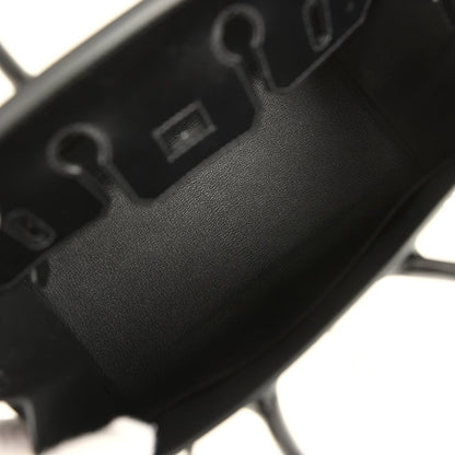 Hermès Birkin Sellier 25 handbag interior close-up, black lining and stitched compartments