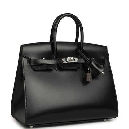 Hermès Birkin Sellier 25 handbag, black box calfskin, palladium clasp, top handles