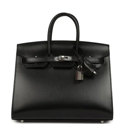 Hermès Birkin Sellier 25 handbag, black box calfskin, palladium hardware, top handles