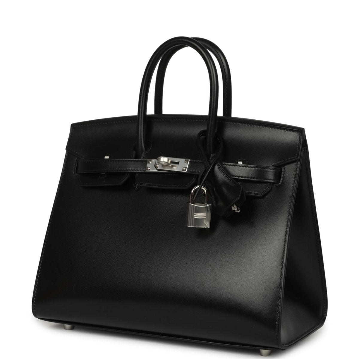 Hermès Birkin Sellier 25 handbag, black box calfskin, lock charm, palladium hardware