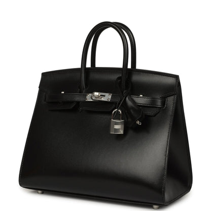 Hermès Birkin Sellier 25 handbag, black box calfskin, lock charm, palladium hardware