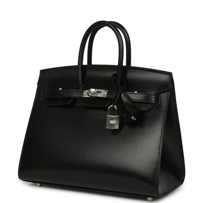 Hermès Birkin Sellier 25 handbag, black box calfskin, lock charm, palladium hardware