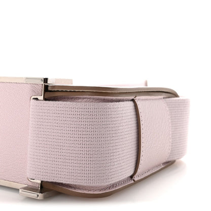 Hermès Geta messenger bag side view with bicolor strap panel and silver hardware