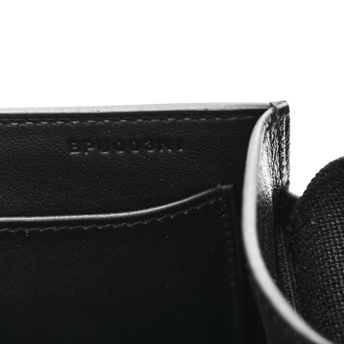 HERMES black leather crossbody bag with stamped interior text and stitched edge