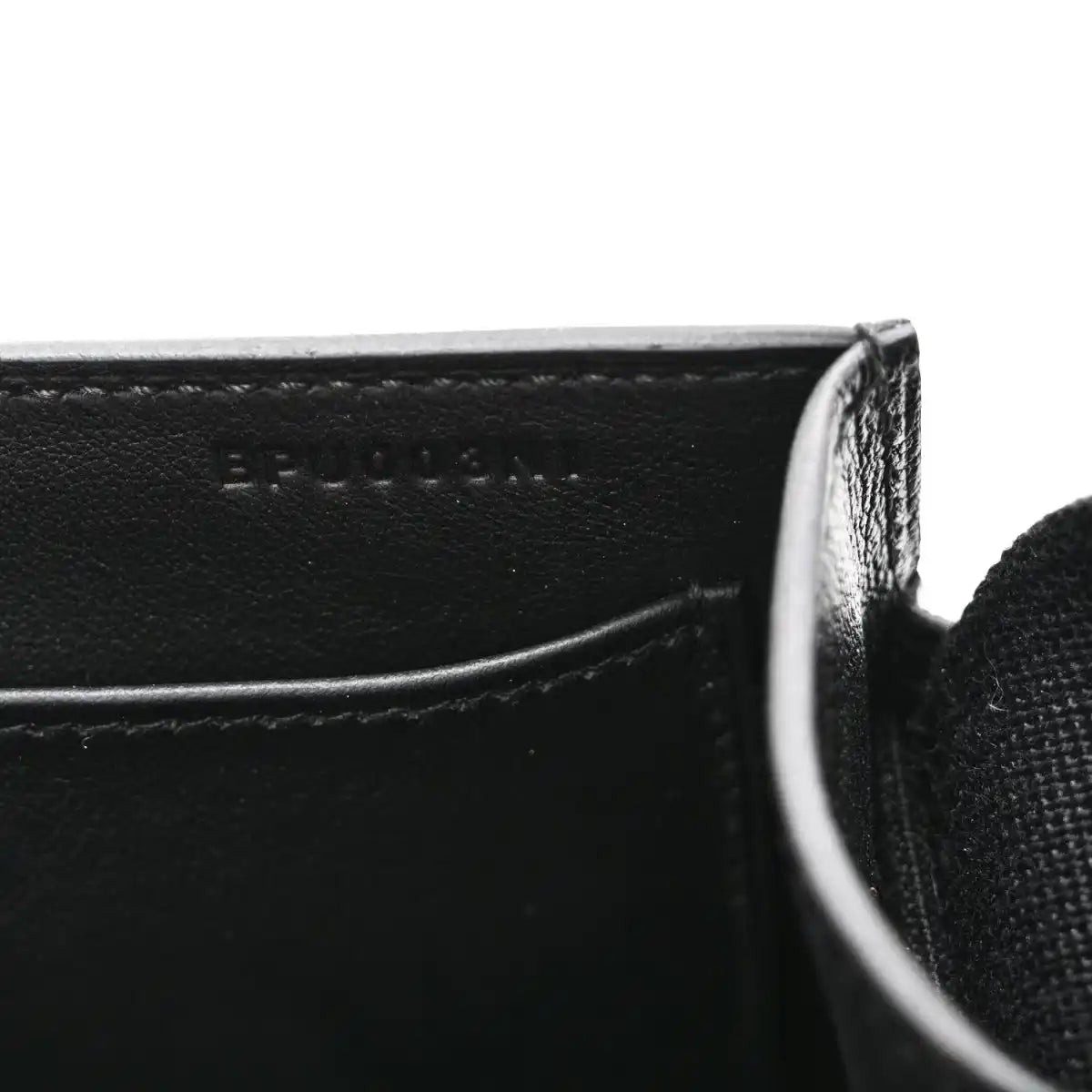 HERMES black leather crossbody bag with stamped interior text and stitched edge