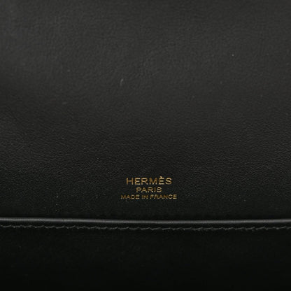 HERMES black leather crossbody bag with embossed “HERMÈS PARIS MADE IN FRANCE”