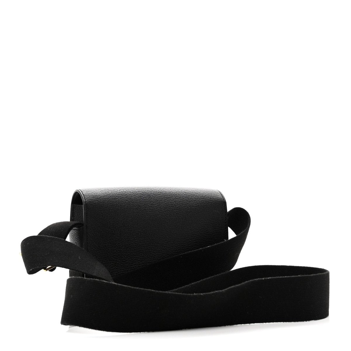 Hermes black leather crossbody bag with wide strap and structured flap