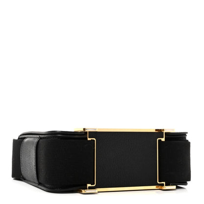 Hermes black leather crossbody bag with gold-tone turn-lock hardware