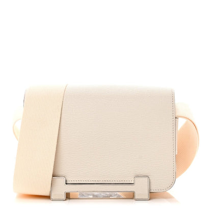 Hermes Nata crossbody messenger bag in textured goatskin with silver-tone front clasp