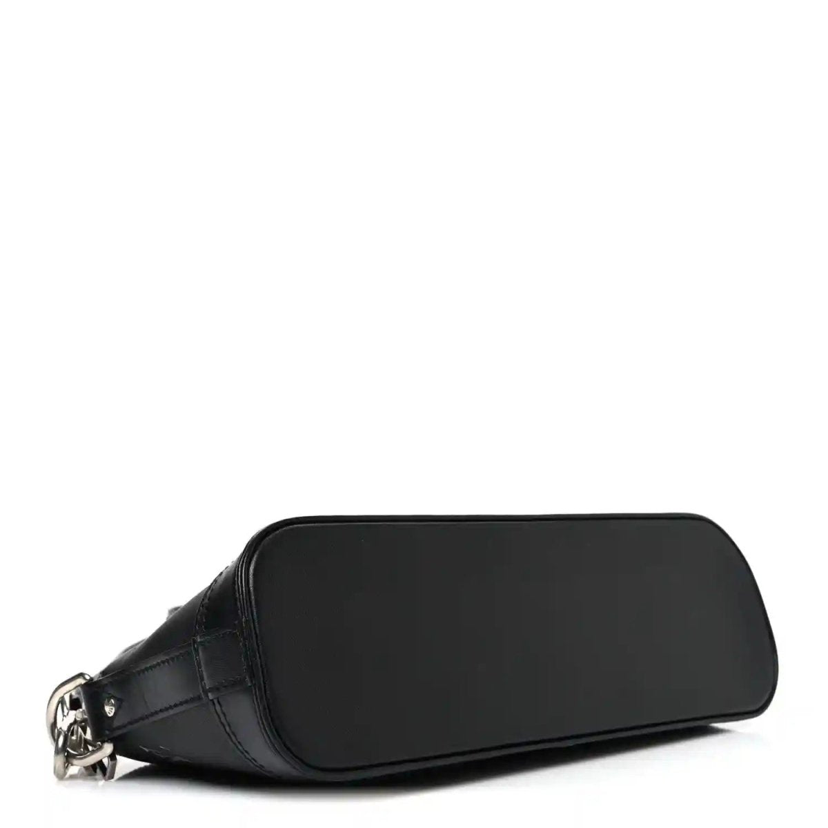 Black Louis Vuitton Alma monogram handbag with rounded body and smooth front