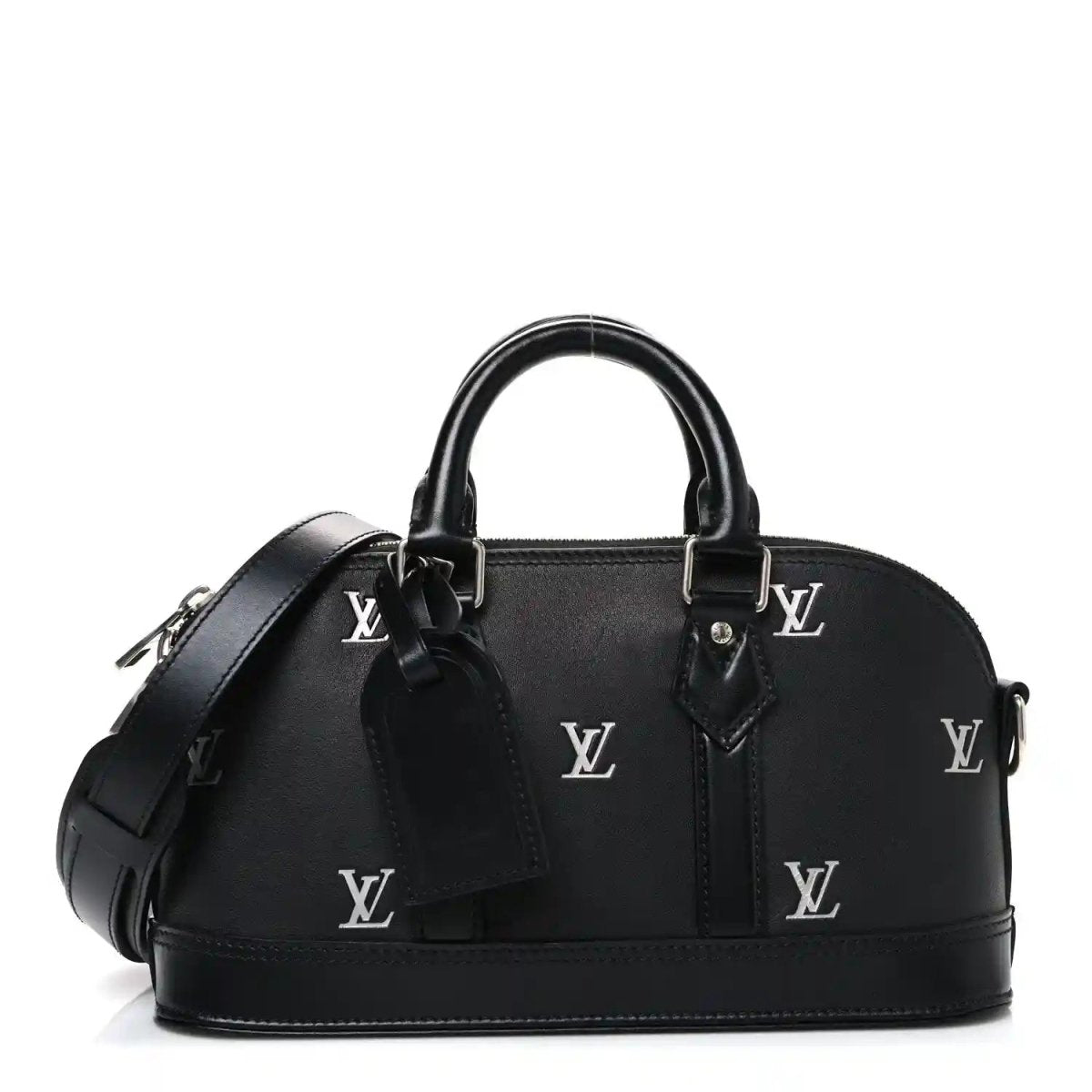 Black Louis Vuitton monogram Alma handbag with top handles and shoulder strap