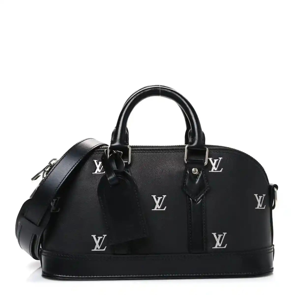 Black Louis Vuitton monogram Alma handbag with top handles and shoulder strap