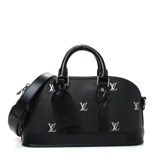 Black Louis Vuitton monogram Alma handbag with top handles and shoulder strap