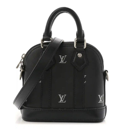 Louis Vuitton Nano Alma mini tote in black calfskin with silver-tone hardware and handles