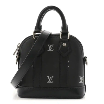 Louis Vuitton Nano Alma mini tote in black calfskin with silver-tone hardware and handles
