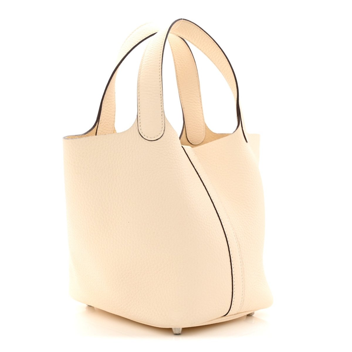 Nata leather tote handbag with rounded shape and side lock closure