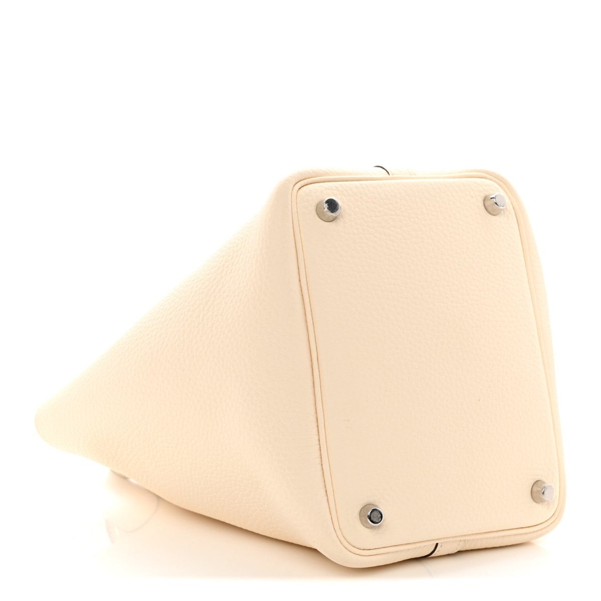 Nata leather handbag with metal corner hardware and structured side panel