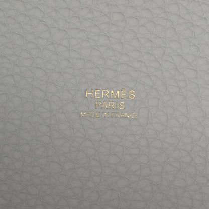 HERMES PARIS MADE IN FRANCE stamped on light blue pebbled leather