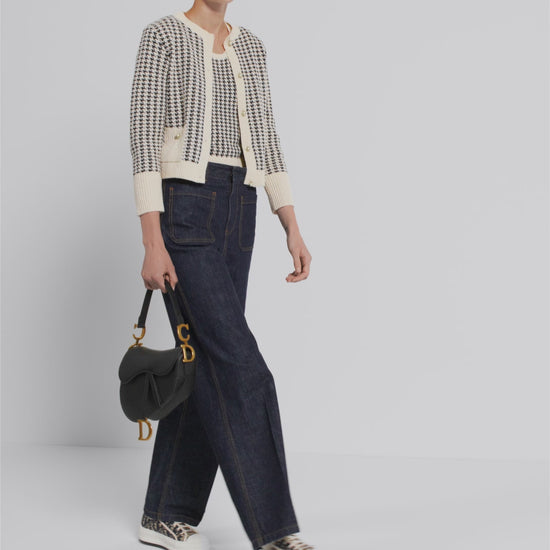 Grained Calfskin Saddle Bag with Strap