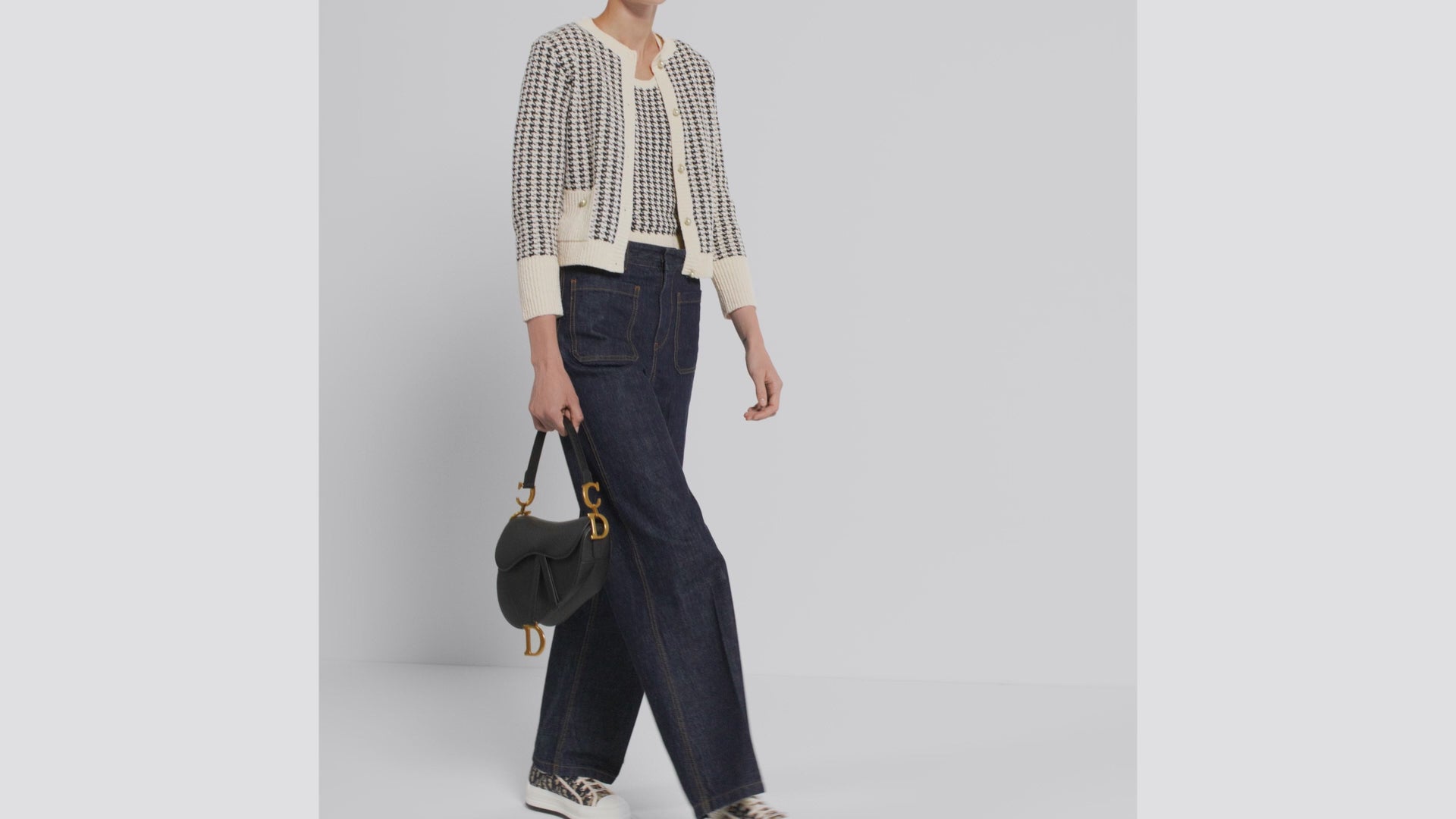 Grained Calfskin Saddle Bag with Strap