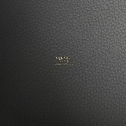 Hermès Paris stamped on dark grey leather panel