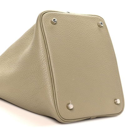 Sauge leather handbag top with riveted corners and handle opening