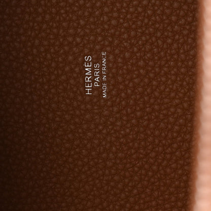 Brown pebbled leather lining with HERMES PARIS made in France stamp