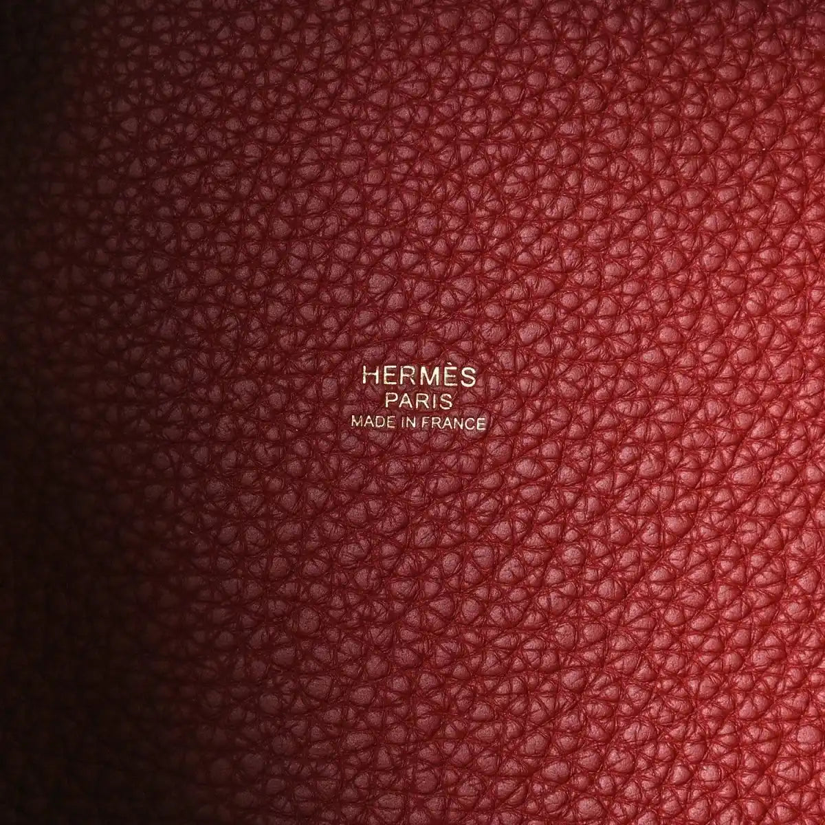 Red leather lining with HERMÈS PARIS MADE IN FRANCE stamp