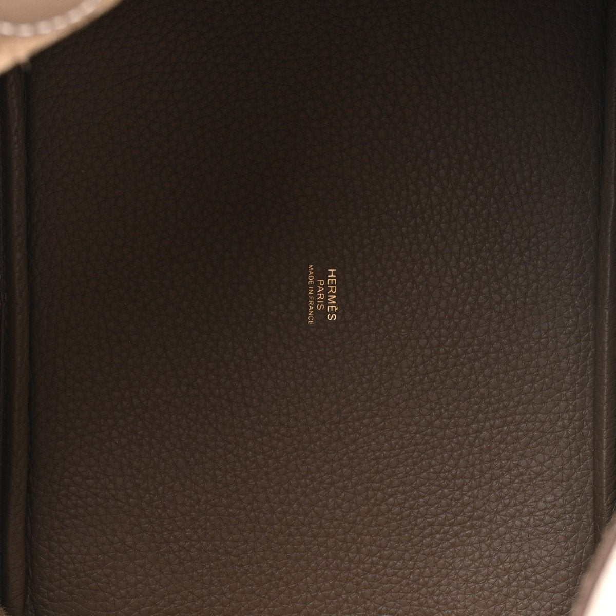 Taupe leather lining with Hermes Paris Made in France stamp