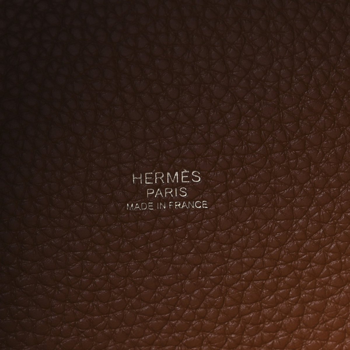 Hermes Picotin lock bag leather with embossed Hermes Paris text and made in France