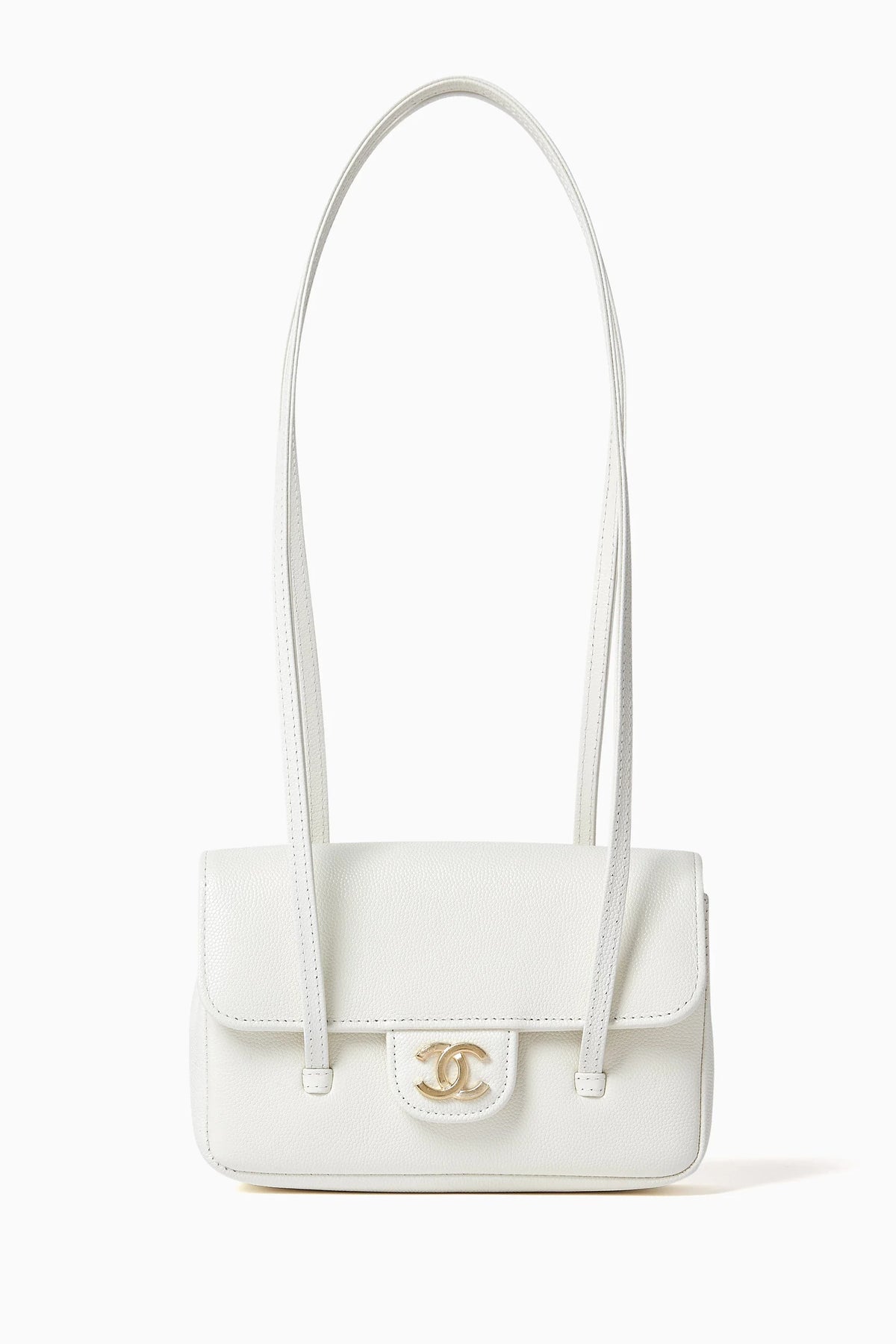 Grainy Shiny Calfskin Flap Bag