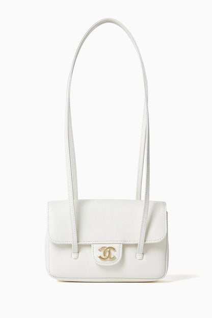 Grainy Shiny Calfskin Flap Bag